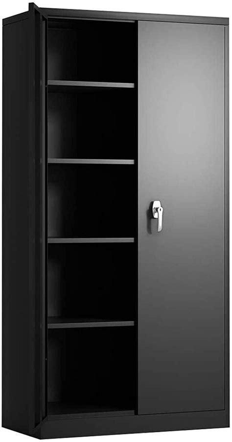 double computer storage cabinet steel|black metal storage cabinet with lock.